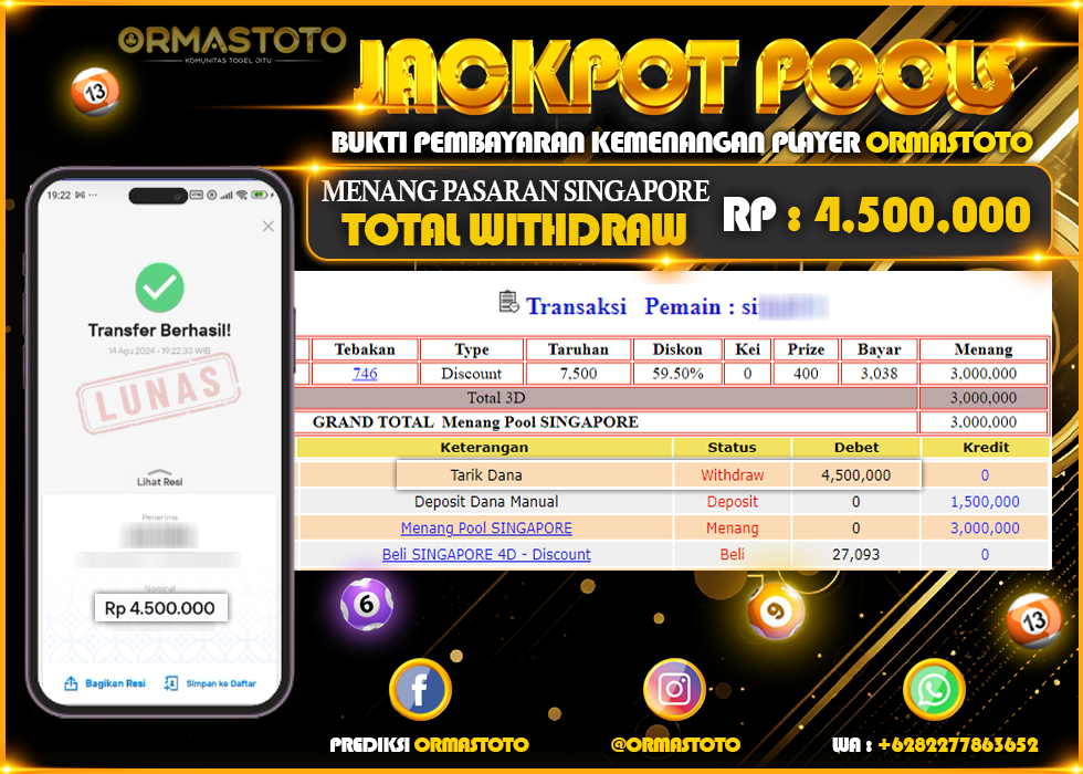 BUKTI JACKPOT POOLS SINGAPORE DI ORMASTOTO