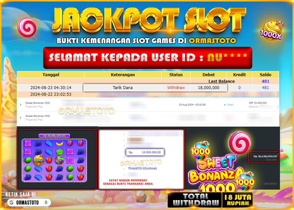 ORMASTOTO BUKTI JACKPOT SLOT BONANZA X1000 MELEDAK LEDAK