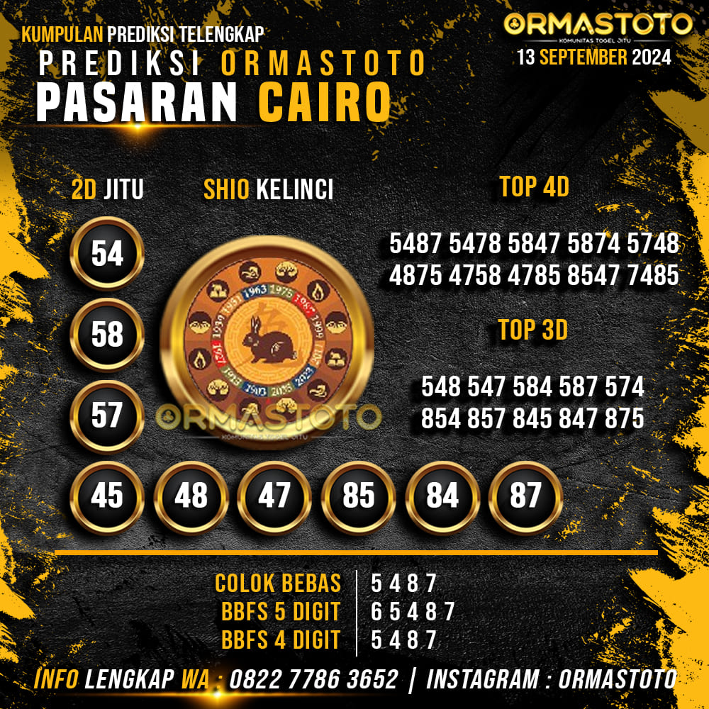 PREDIKSI CAIRO HARI INI 13 SEPTEMBER 2024