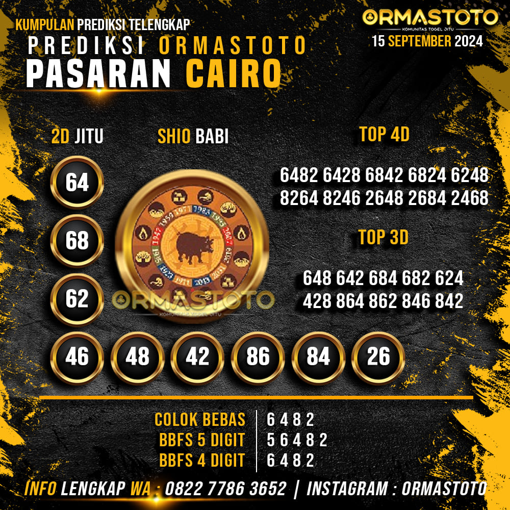 PREDIKSI CAIRO HARI INI 15 SEPTEMBER 2024